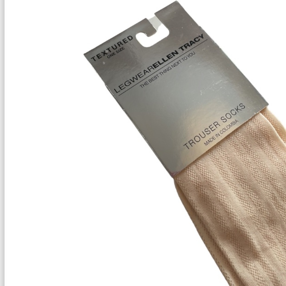 2/$12 Legwear Ellen Tracy Textured Cream Trouser Socks
